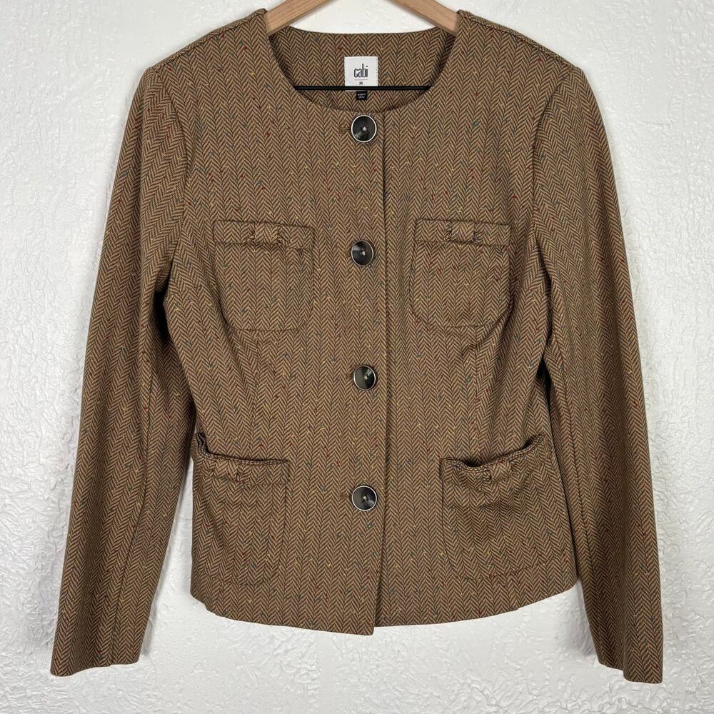 CAbi #3170 Herringbone Flex Penny Blazer Office Career Size Medium